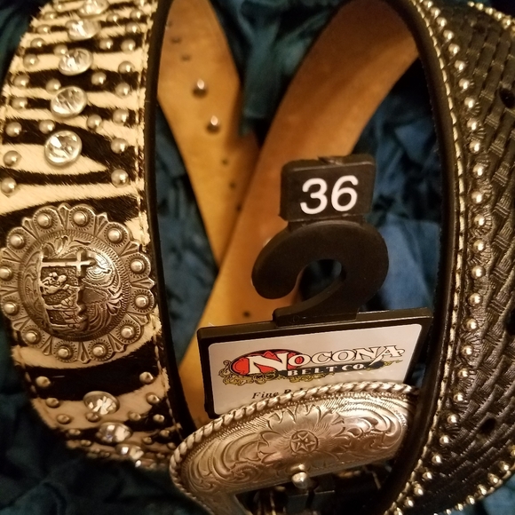 Brand new Nocona zebra print embellished womens belt - Picture 3 of 5